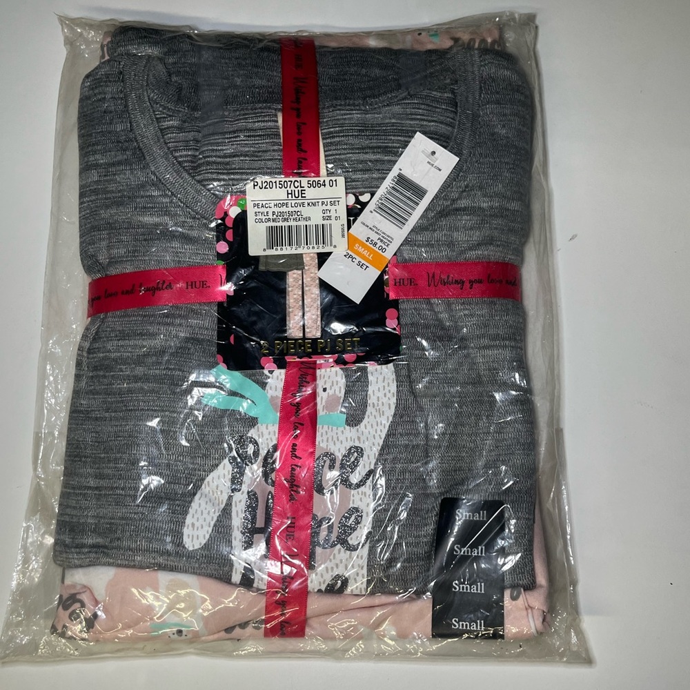 HUE Pink and Gray Pajama Set